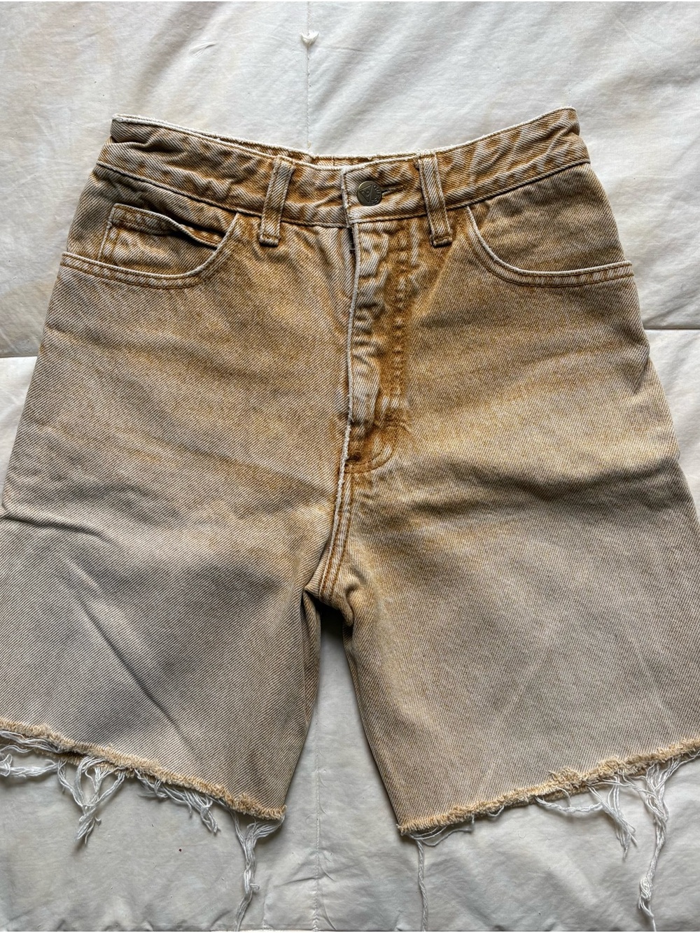 Guess Mustard-Tan Washed Denim Shorts